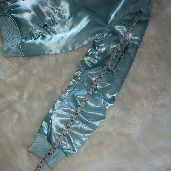 🔹BABY BLUE BOMBER JACKET, Satiny, Charlotte Russe - Picture 10 of 16